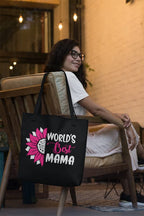 TheYaYaCafe Mother Day Printed Canvas Cotton Black Tote Bag with Zipper for Mother, Tote Bag for Mom | Multipurpose bag | Lightweight