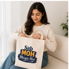Cotton Canvas Tote Bag, Natural, 100% Cotton, Large, Shopping & Daily Use, Single Compartment, Printed, 330 GSM (Typography Design – Sab Moh Maya Hai)