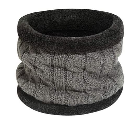 Alexvyan Winter Neck Scarf Soft Warm Snow Proof Knitted (Inside Fur) Woolen Scarf for Women Girl Boys Man (Grey)