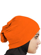 MyBatua Women's 2-Piece Al-Amira Hijab with Under Scarf/Cap/Bonnet in Soft Viscose Jersey, Ready to Wear HJ-129 (Orange)