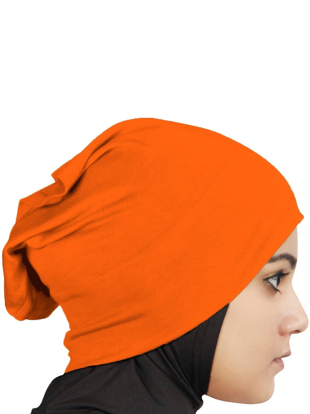 MyBatua Women's 2-Piece Al-Amira Hijab with Under Scarf/Cap/Bonnet in Soft Viscose Jersey, Ready to Wear HJ-129 (Orange)