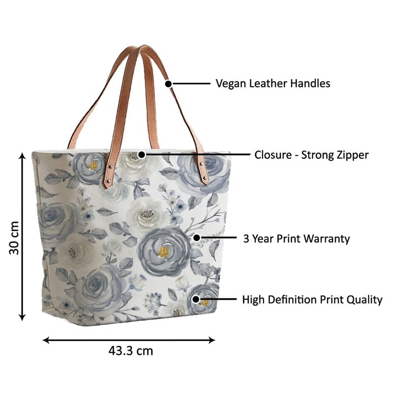 Purple Tree Oversized Tote Bag with Zip - College & Travel Bag, Large Capacity Handbag for Women & Girls
