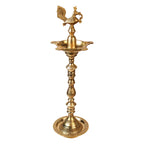Artvarko 2 Ft Big Brass Diya Peacock Inauguration Traditional Handmade Multiwick Oil Diya Kuthuvilakku Kiran Lamp for Temples, Diwali Puja, Functions Festival Gifts & Home Decor .
