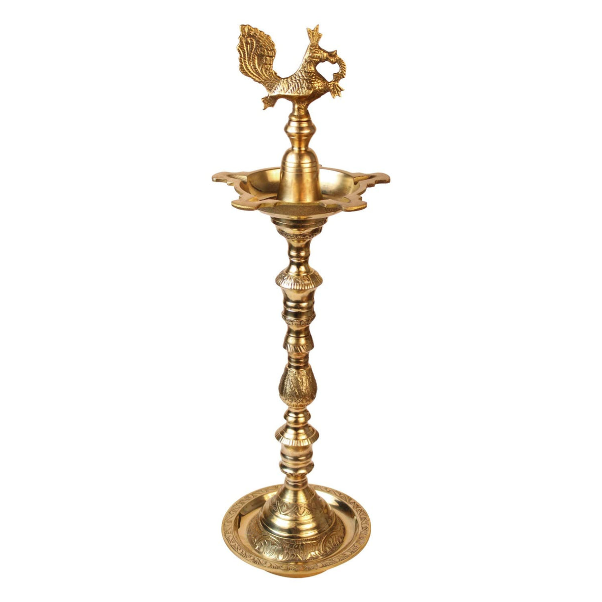 Artvarko 2 Ft Big Brass Diya Peacock Inauguration Traditional Handmade Multiwick Oil Diya Kuthuvilakku Kiran Lamp for Temples, Diwali Puja, Functions Festival Gifts & Home Decor .