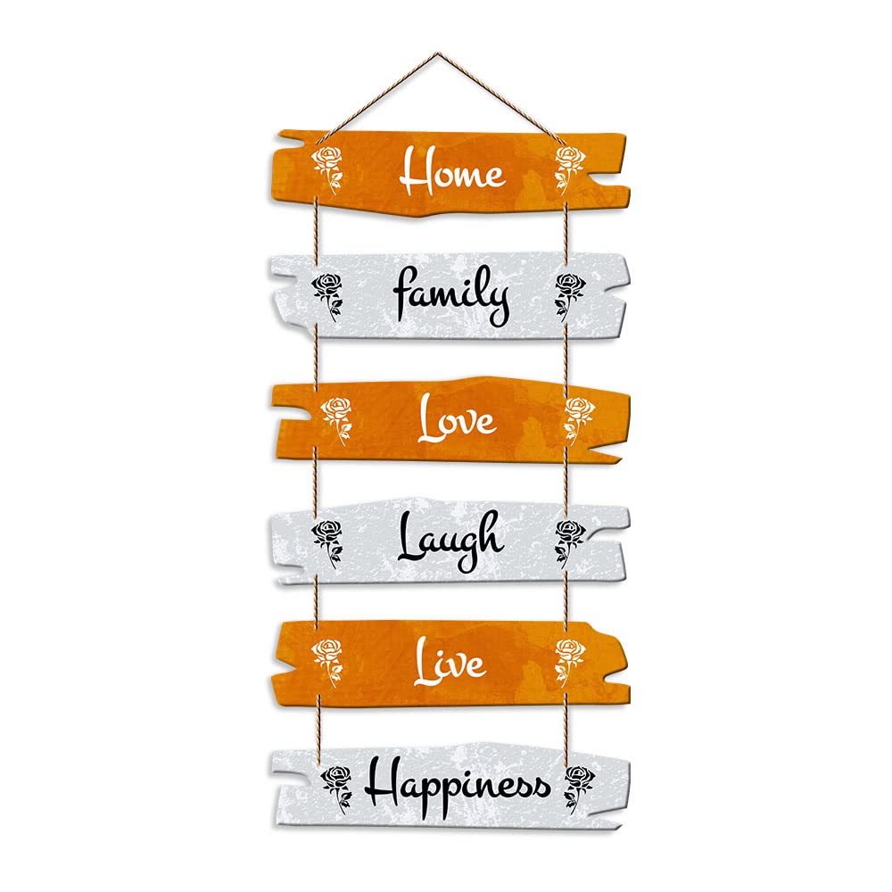 Artvibes Home Family Love Laugh Wooden Wall Hanger for Home Decor | Quotes Decor Item | Wall Accents | Gift Items | Wall Illustrations | Modern Artworks Hangings | Mdf Wall Decoration (WH_3234N)
