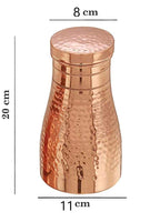 KC Pure Copper Designer Copper Water Bottle | Pitchers | Water Jug | Bedroom Jar | Bedside Bottle Carafes with Tumbler/Glass with Lid 1250 ML (Hammered)