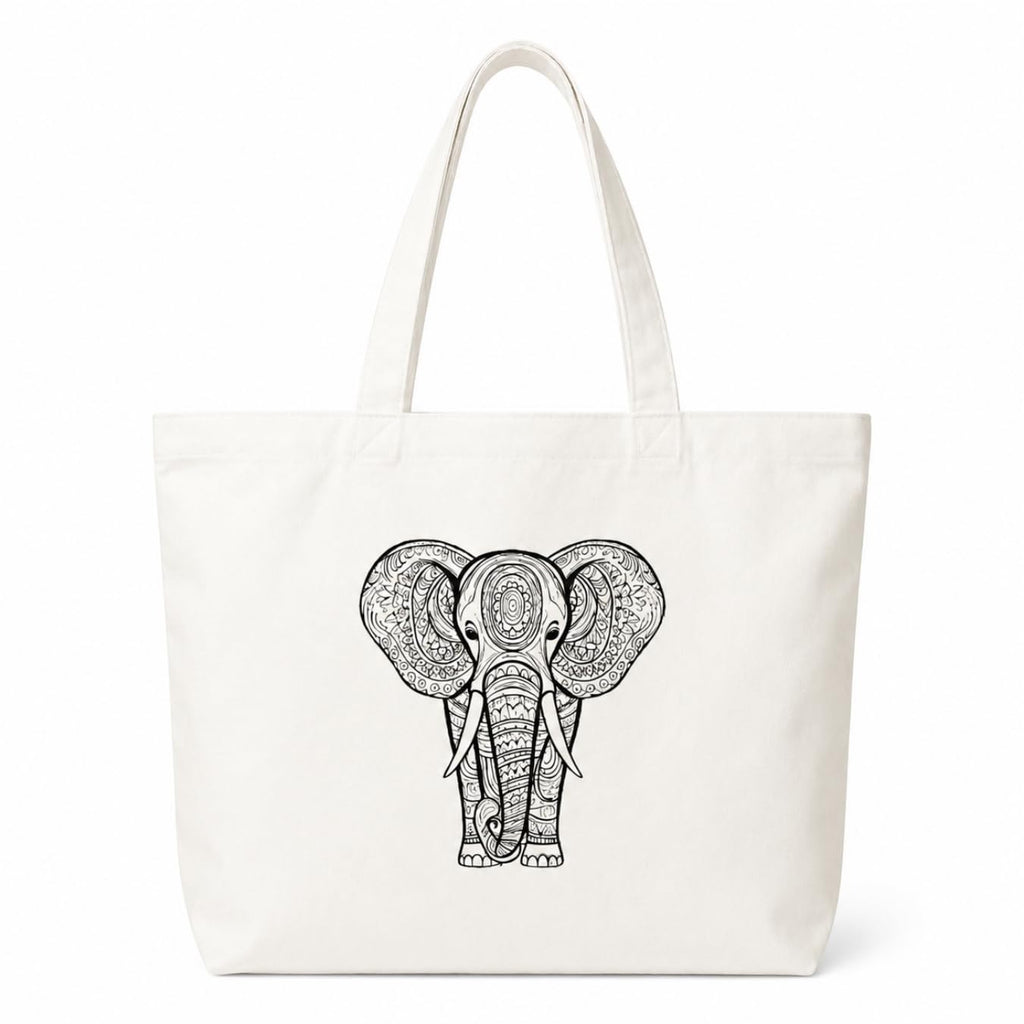 Adorvue Elephant DIY Art Tote Bag for Kids & Adults – Reusable Canvas Cotton Tote Bag for DIY Painting & Creative Activities, Stylish Eco-Friendly Bag for Shopping, Travel & College Pack of 1