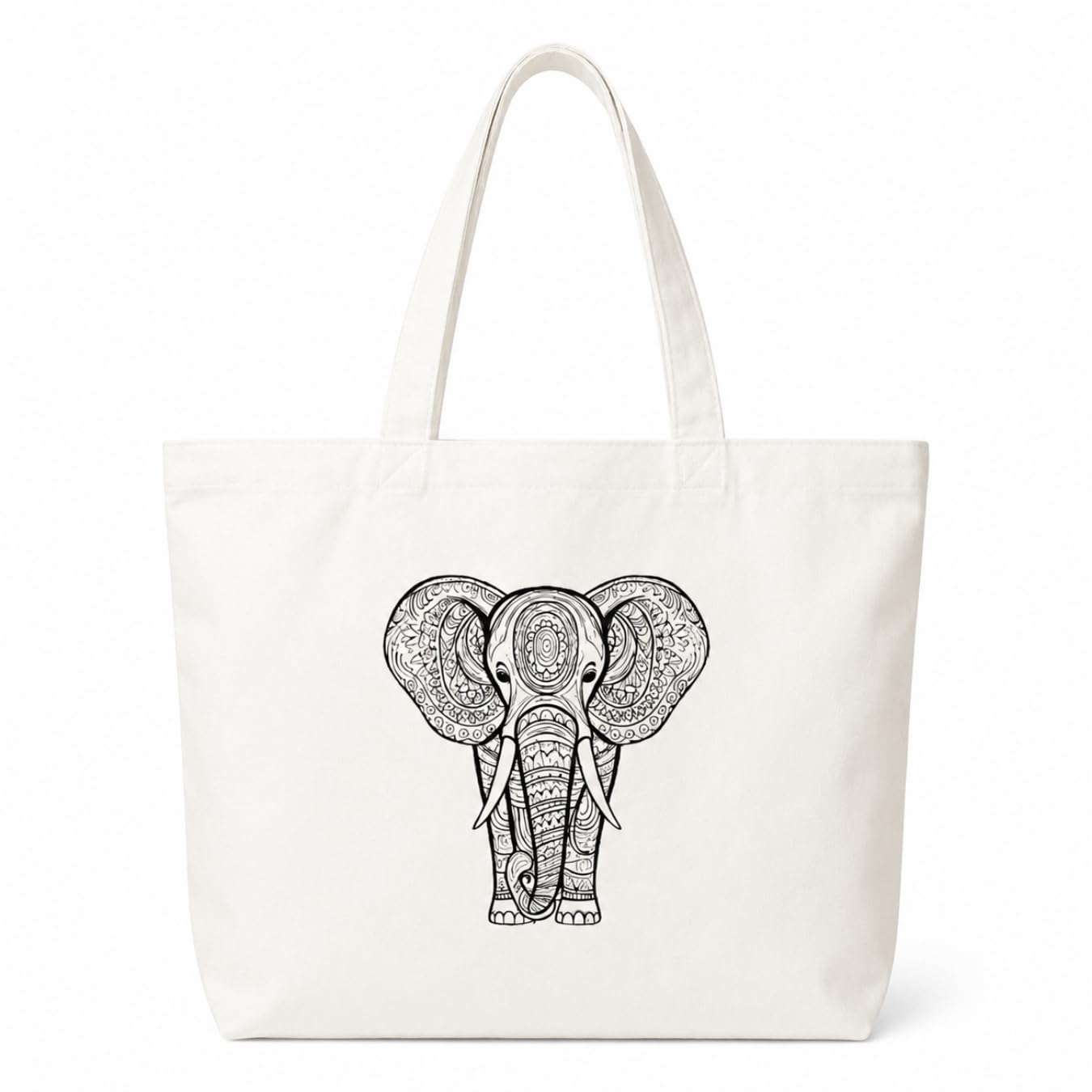 Adorvue Elephant DIY Art Tote Bag for Kids & Adults – Reusable Canvas Cotton Tote Bag for DIY Painting & Creative Activities, Stylish Eco-Friendly Bag for Shopping, Travel & College Pack of 2