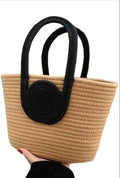 RUGSZONE Attractive Hand Bag | Large Tote | Summer Bucket | Bamboo Beach Basket for Women | Boho Handbag | Jute Handmade (Brown)