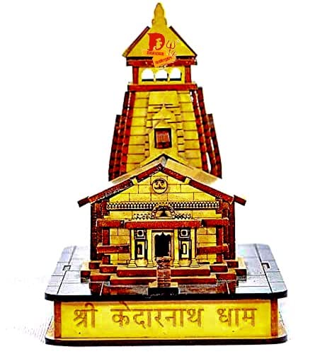 DARIDRA BHANJAN Kedarnath Temple in Wood 3D Big Size (Brown, 15 cm x 10 x 16 cm Best Wooden Quality)