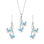 Clara 925 Sterling Silver Butterfly Pendant Earring Chain Jewellery Set