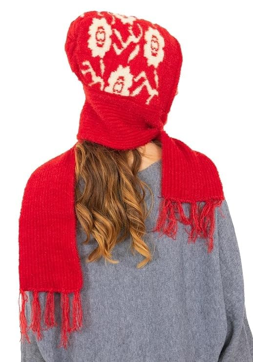 KmCho Red Woolen Muffler for Women - Soft Warm Winter Scarf - Stylish & Cozy - (Pack of 1)