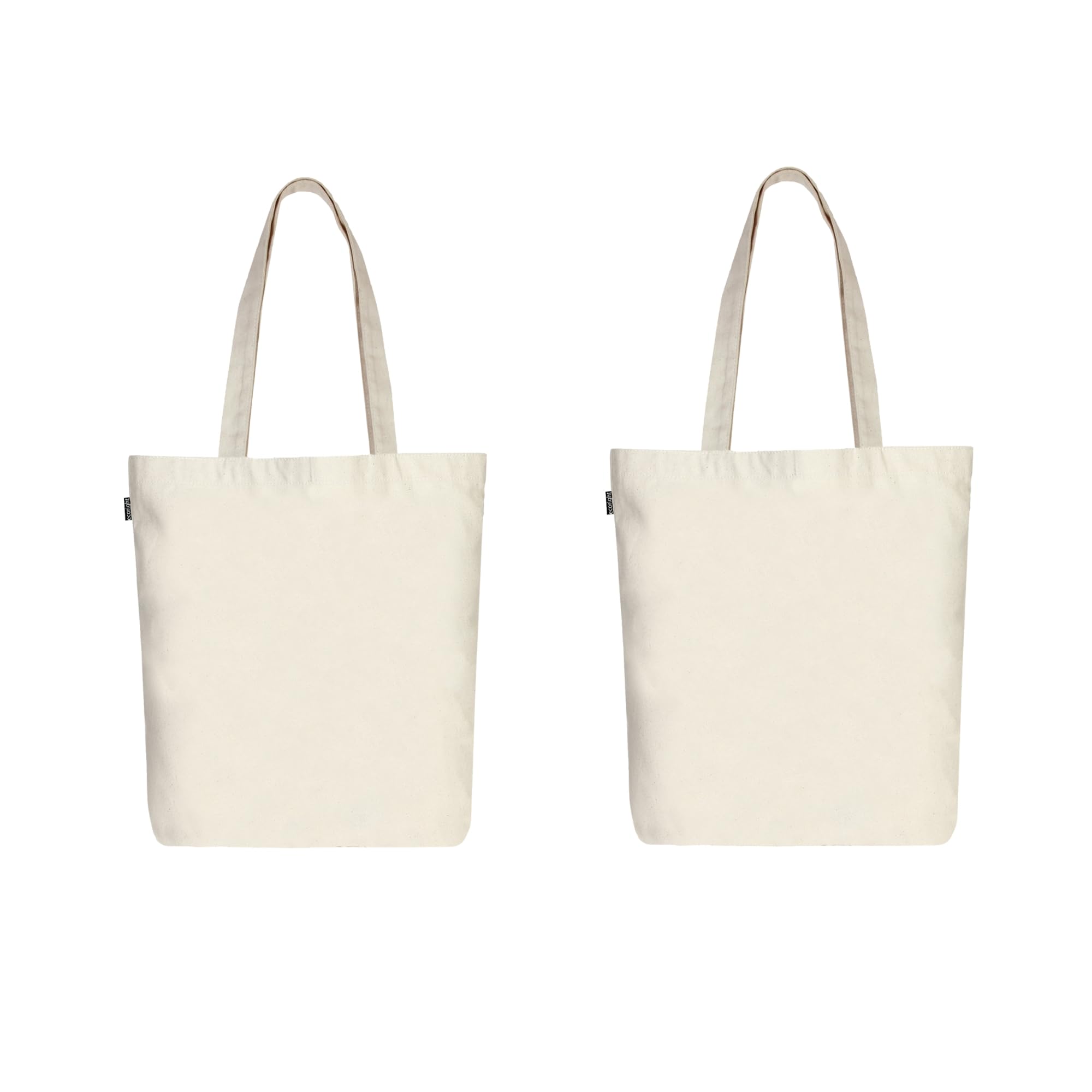 Eco Right Canvas Tote Bags for Women with Zip, College Bag for Girls, 100% Organic Cotton Tote Bag for Shopping, Travel & beach bags for women (Pack of 2)