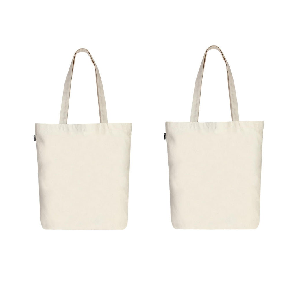 Eco Right Canvas Tote Bags for Women with Zip, College Bag for Girls, 100% Organic Cotton Tote Bag for Shopping, Travel & beach bags for women (Pack of 2)