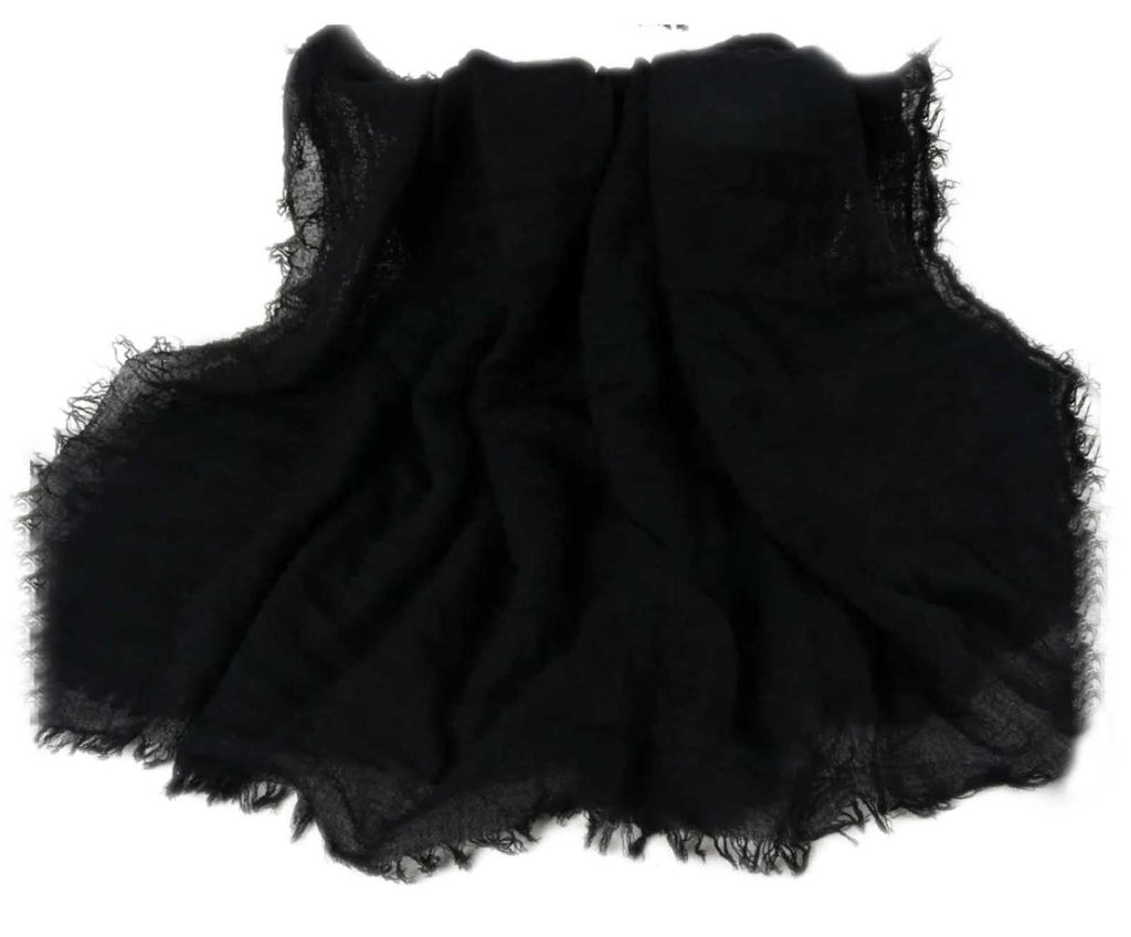 IBA ISBA COLLECTIONS Women's Crinkle Cotton Scarf, Stoles, Hijab (80 x 190 Cms) (Black)