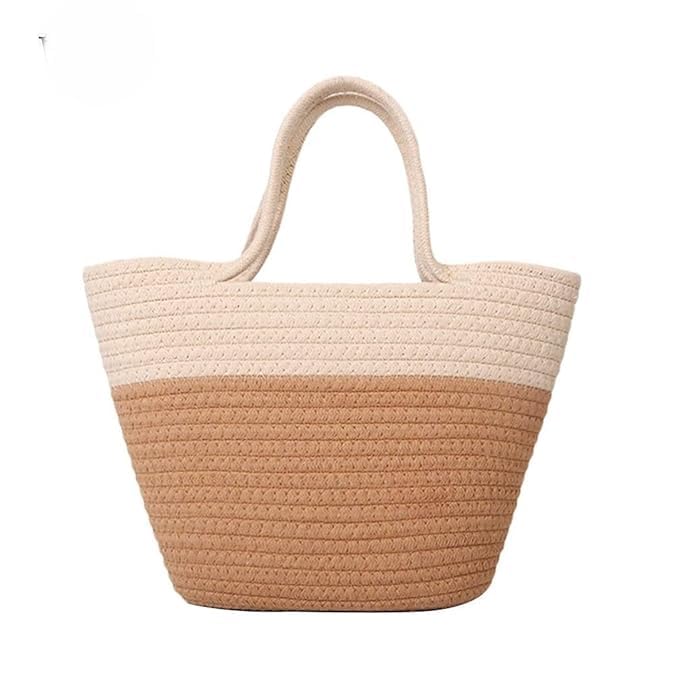 BEAUTIFUL HOMMIES Attractive Hand Bag |large Tote Bag |Summer Bag | Bucket Bag | Basket Bag | Bamboo Tote | Beach Bags for Women|Boho Bag|Handbag |Jute Bag |Handmade Bag (BEIGE STYLISH)