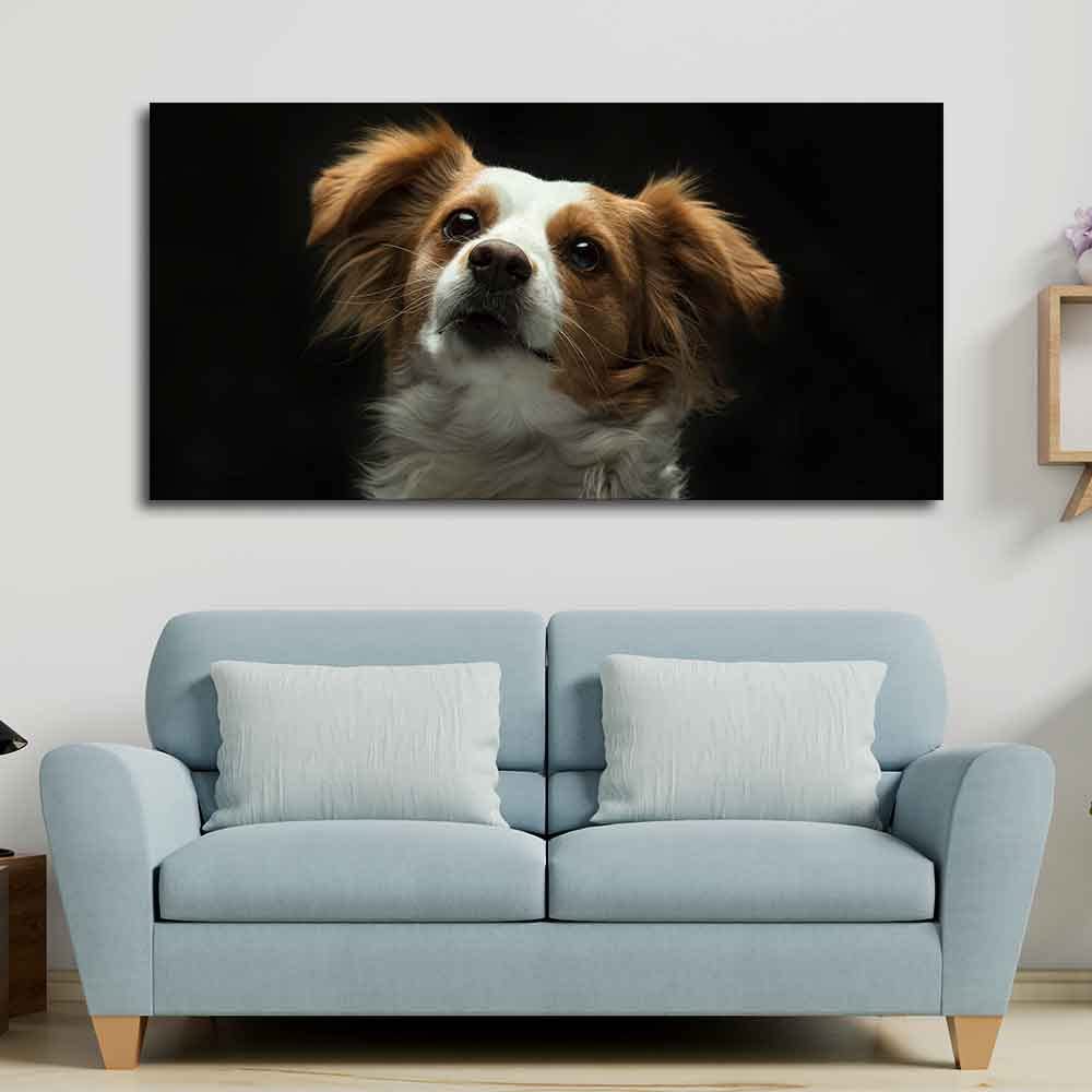 VIBECRAFTS Canvas Paintings for Living Room Drawing Room White And Brown Long Coat Puppy Premium Wall Pinting Fitted With Wooden Frame for Home|Office|Gift(PTVCH_2302)