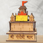 Chardham Wooden Gangotri Temple Showpiece, Multicolour 3D Temple Model for Home, Office, Car Dashboard, Spiritual Pooja Decor