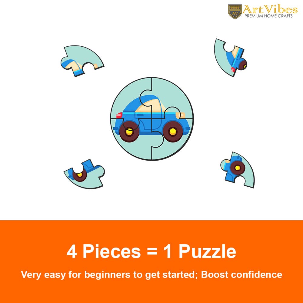 Artvibes Vehicle Premium Wooden Puzzles for Kids | Jigsaw Puzzles for Kids Age 2-5 | 4 Piece Puzzles | Toddlers Wooden Puzzle (PZ_605N), Set of 6