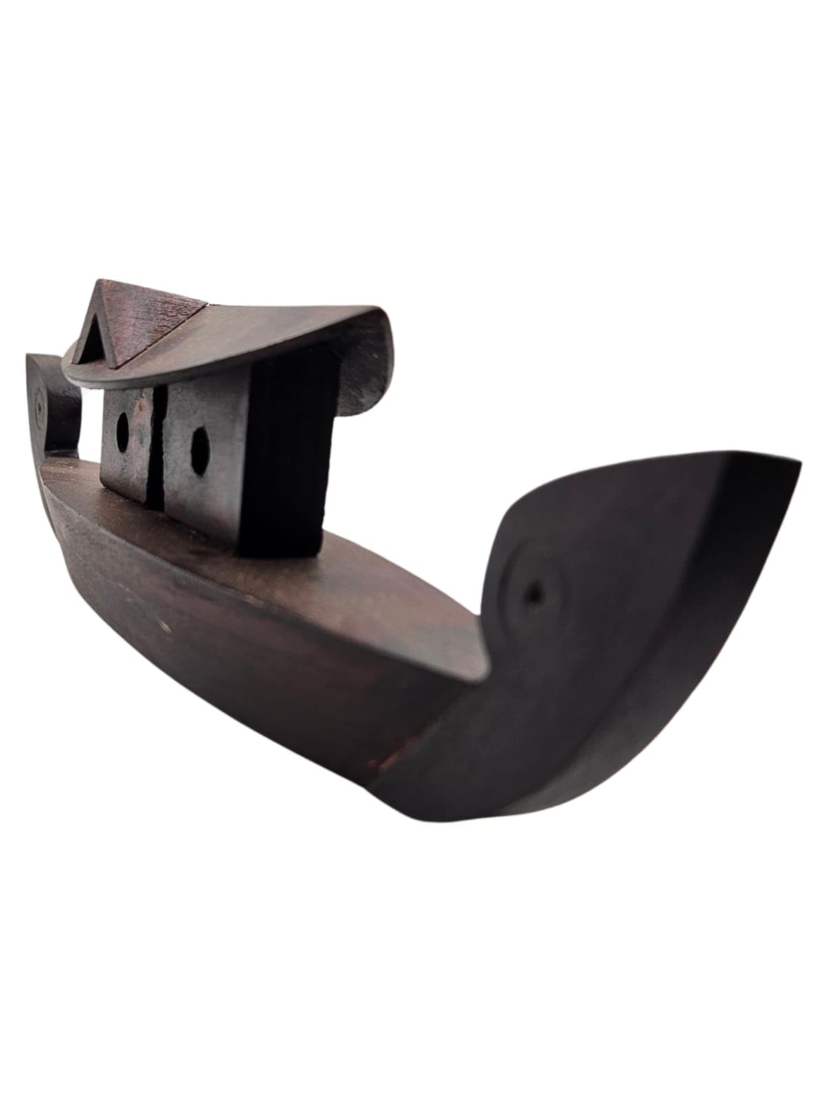 Wooden Boat, Traditional Kerala Design, Made of Wood for Home Decor 30 cm Length, Dark Brown, Handcrafted