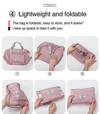 Viyaro Polyester Foldable Tote Bag | Expandable Design with Dry & Wet Separation, Waterproof Fabric, Multiple Pockets with Zipper & Lightweight Shoulder Carrying Comfort | Convenient Choice—Pink