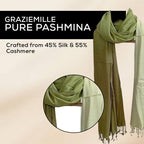 Graziemille Pure Pashmina For Women OMBRE MILITARY/GRASS XL