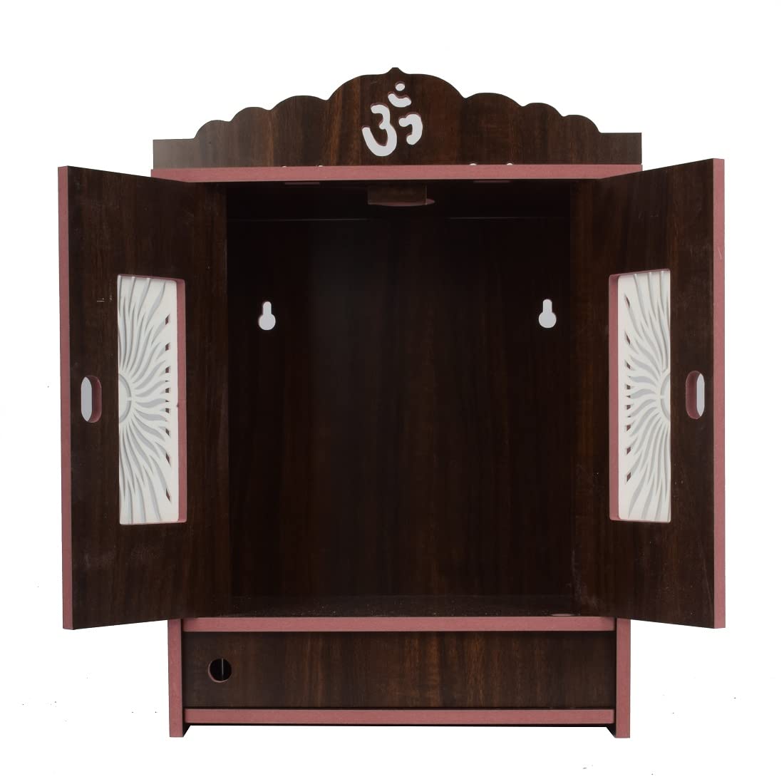 nexat MDF Wooden Temple with Doors | Traditional Mandir for Home Pooja | Decorative Wooden Mandir with Storage (512)