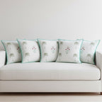 HOMEMONDE Pack of 5 Cushion Covers 24x24 Inches – Floral Hand Block Print, Quilted Cotton 300 TC, Soft Throw Pillow Cases for Sofa & Bed – Green (60x60 cm)