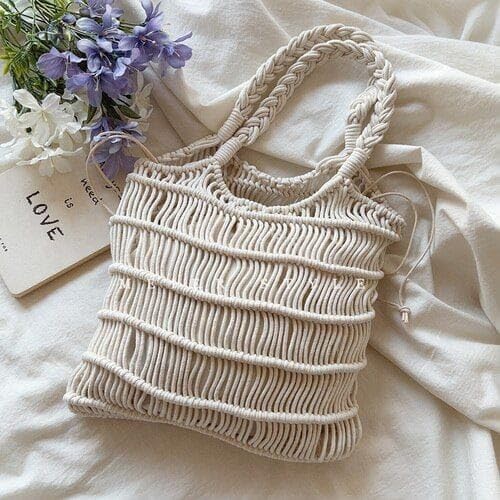HIBA Macramé fruit bag Eco-friendly shopping bag Reusable bag Handmade grocery tote Cotton macramé market bag Bohemian style bag Sustainable shopping solution Durable and stylish fruit bag