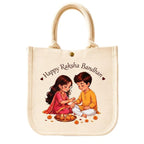 RP MALL Raksha Bandhan Printed Canvas Tote Gift Bag – Cotton Bag Reusable Hamper & Return Gift Bag with Closure,Synthetic Sheet Support, Designer Print, Eco-Friendly Packaging