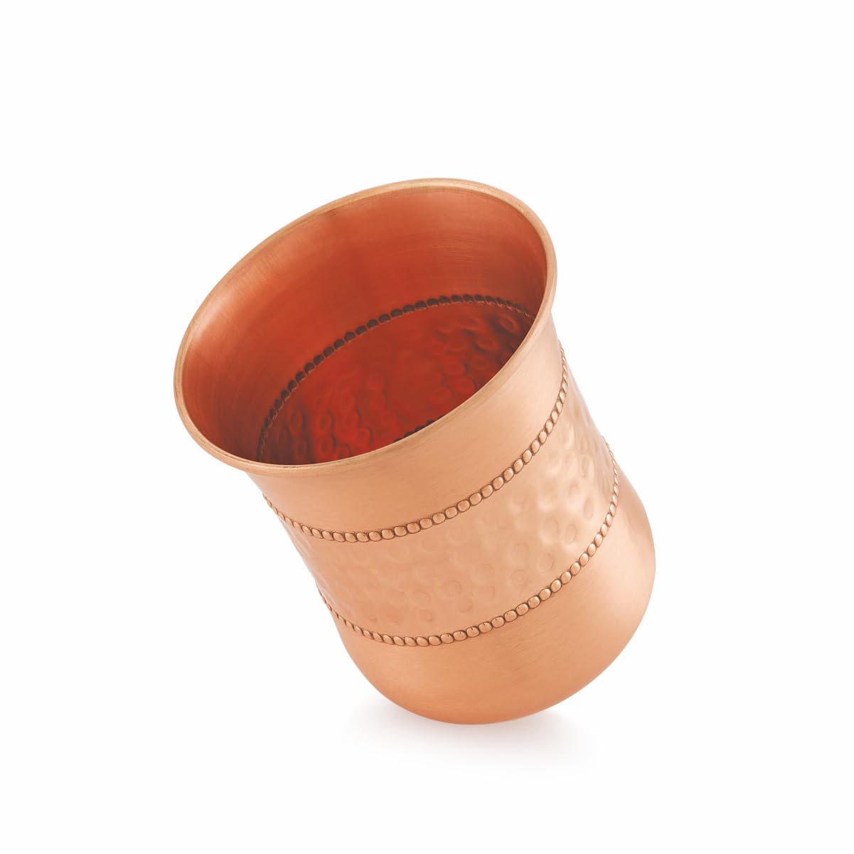 Jalkumbh Pure Copper Glasses Curve Lily Water Glass Pure Tamba Glass for Drinking & Serving Water Tumbler-300 ML