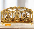 Prince Home Decor & Gifts Metal Laxmi Saraswati Idol Decorative Murti Peacock Frame Metal Statue For Pooja & Your Home, Office, Decorative Showpiece Figurines, Corporate Gift, Golden