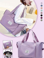Viyaro Polyester Foldable Tote Bag | Expandable Design with Dry & Wet Separation, Waterproof Fabric, Multiple Pockets with Zipper & Lightweight Shoulder Carrying Comfort | Convenient Choice—Lavender