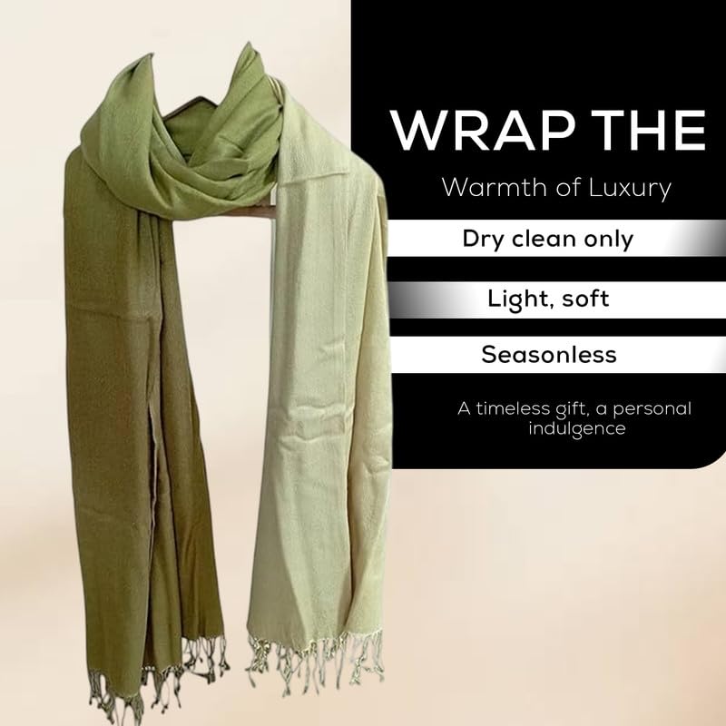 Graziemille Pure Pashmina For Women OMBRE MILITARY/GRASS XL