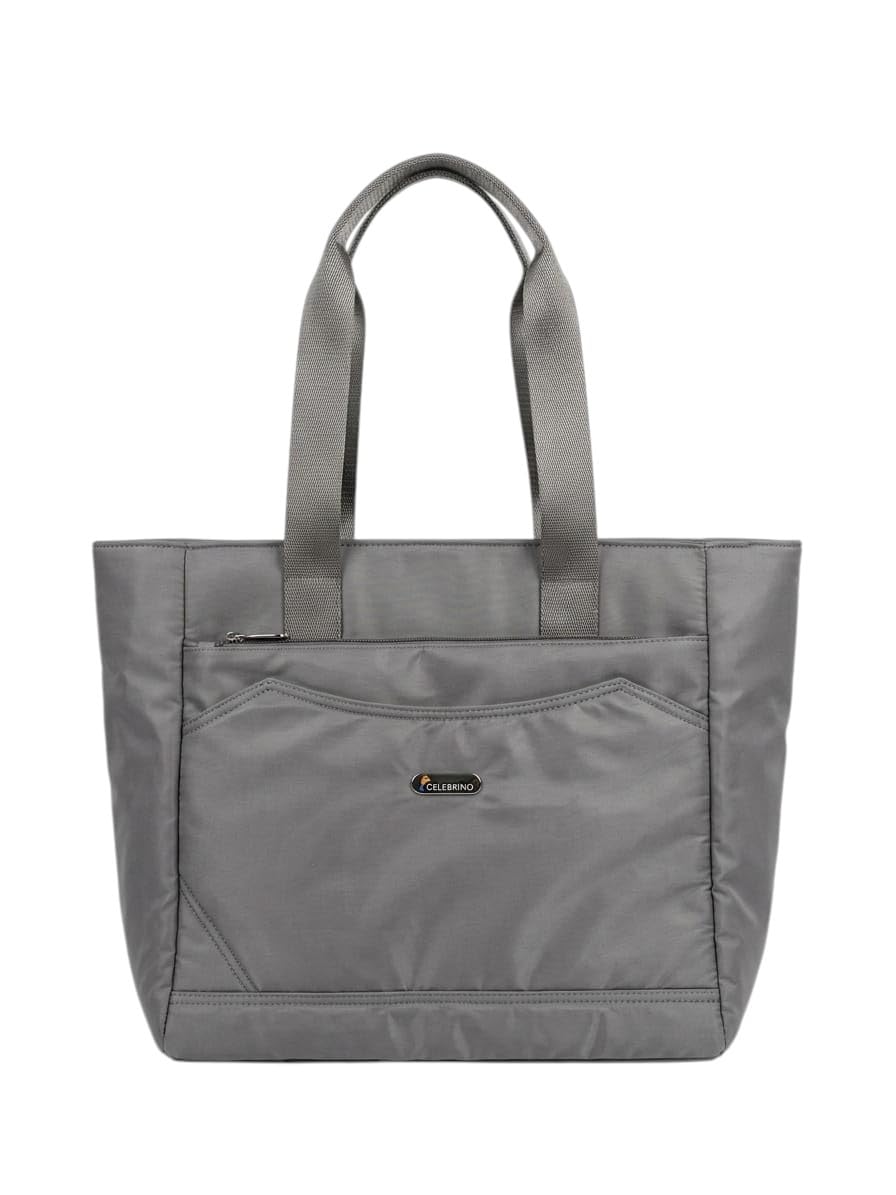 CELEBRINO Spacious Tote Handbag for Women | Nylon Hand Bags with Multiple Zip Compartments | Waterproof Large Shoulder Bag for Office, College, Travel & Shopping | Multi Pocket Zipper Handbags