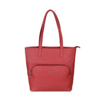 Mochi Women Maroon Faux Leather Tote Bag with Front and Back Zip Pockets (66-327)