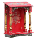 CRAFT TREE Multicolour Neem Wood Pooja Mandir Without Door for Puja Room | Wooden Furniture | Solid Mandap | Color- Multicolour