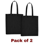 CrownLit Large Cotton Tote Bag, 16 x 14.5, Holds Up to 15-20kg, 300GSM Thick Fabric Quality. Multiple Uses, Sets of 2, Black