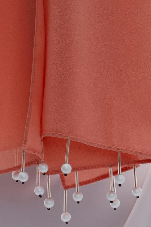 Urshia Georgette Pearl Hijab With Moti Latkan and Diamond Accents (Peach)