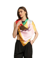 Ravaiyaa - Attitude is everything Women Silk Digital Print Large Square Scarf Breathable Lightweight Neckerchief Printed Headscarf 40 x 40 Inch (Yellow Multicolor Horse Sketch)