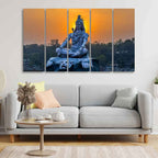 VIBECRAFTS Shiva Statue Canvas Wall Painting of Five Pieces For Home|Office|Living Room|Gift (PTVC5Pcs4_8669)