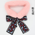 FabNext - Winter Fur Collar Neck Warmer For Women Cold Weather Fashion Neck Shrug tie Faux Fur Scarf For Coat Dress (Pink, Free Size)