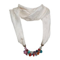 Krystle Fashion Pendant Plain Scarf Necklace Stole Dupatta Stoles Muffler Wrap Scarves for Women and Girls (Cream)