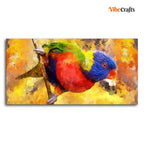 VIBECRAFTS Canvas Paintings for Living Room Drawing Room Colorful Parrot Abstract Art Canvas Wall Painting Fitted With Wooden Frame For Home | Office | Living Room | Gift (PTVCH_2467)