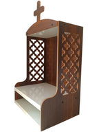 Premium Christian Cross Temple, Wooden Jali Mandir, Jesus Cross Temple, Home and Office Wall Mount Temple, Brown & White