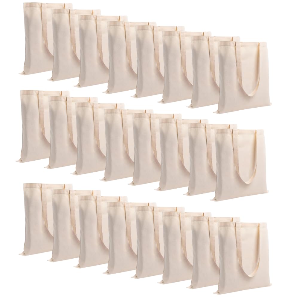 14x16 Inch Cotton Plain Tote Bag, Reusable Shopping Bag, Large Size Cotton Hand Bag For Grocery,Office,College,Travel, Beige (24)