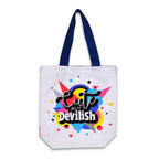 DOODLE Canvas Tote Bag for Women & Girls | 100% Cotton Eco-Friendly Shoulder Bags for Shopping & Travelling I Washable and Reusable - (Devil Drama)