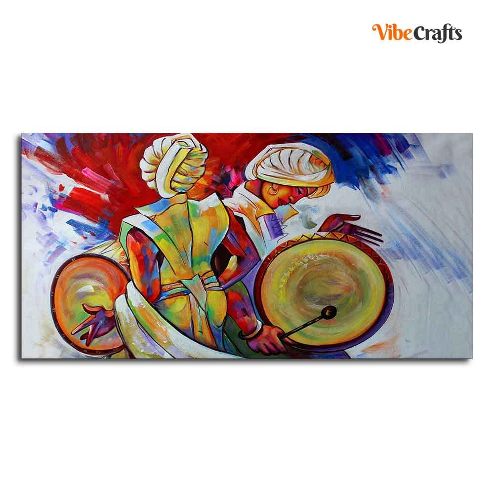 VIBECRAFTS Canvas Paintings for Living Room Drawing Room Absract Art Folk Dance Canvas Wall Painting Fitted With Wooden Frame For Home | Office | Living Room | Gifts (PTVCH_2529N)