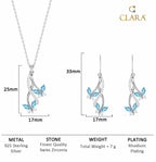 Clara 925 Sterling Silver Butterfly Pendant Earring Chain Jewellery Set