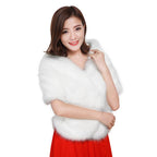 Fakeface Women Winter Classic Faux Fur Capelets Shawls Soft Bridal Shoulder Cape Wraps Tippet White